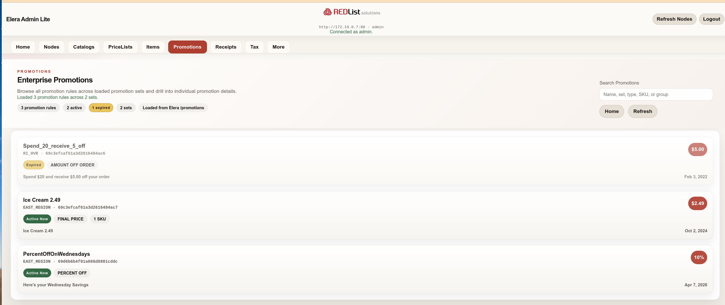 ELERA Admin Lite enterprise promotions browser
