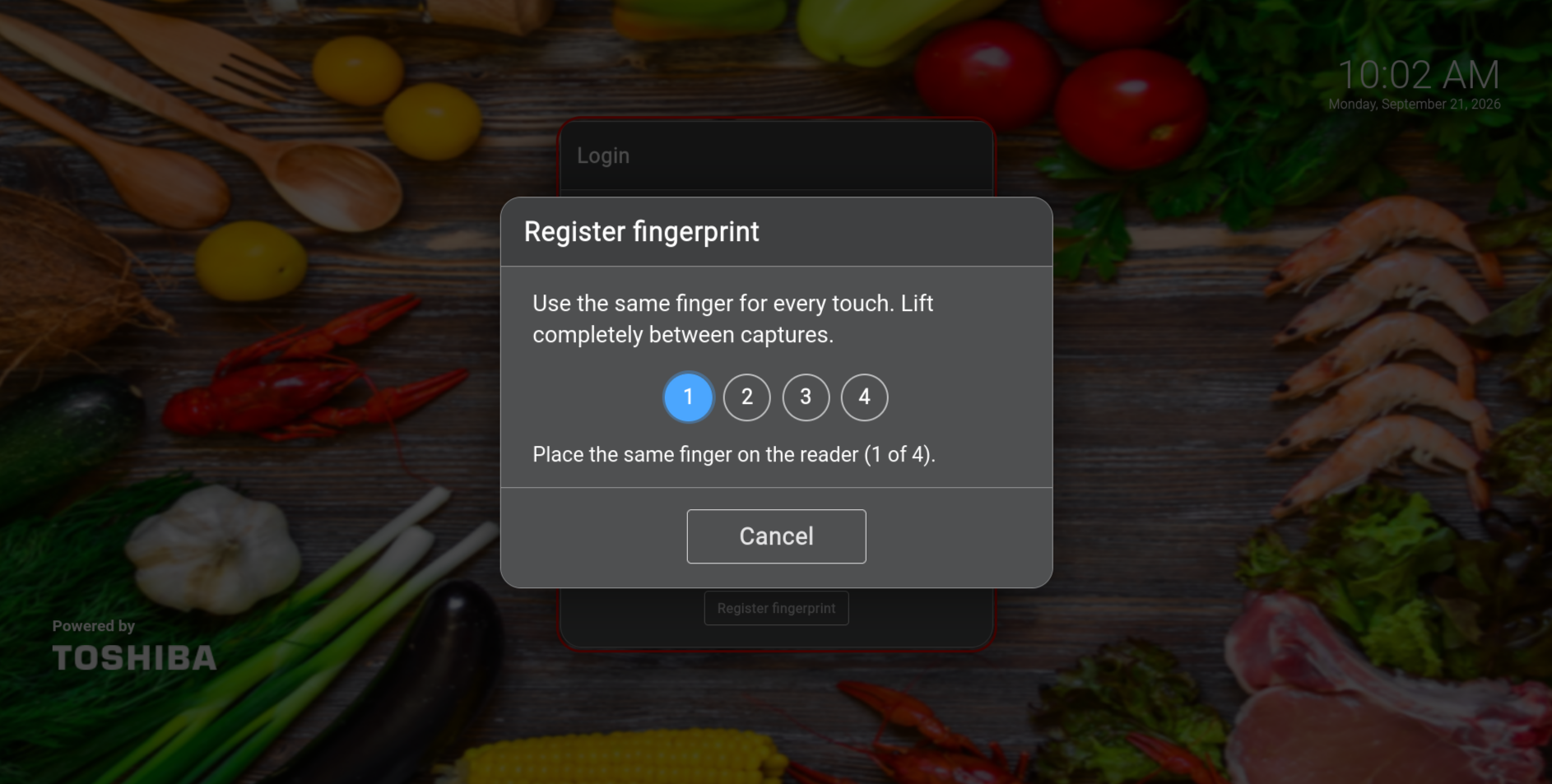 First of four fingerprint enrollment captures in ELERA WebPOS