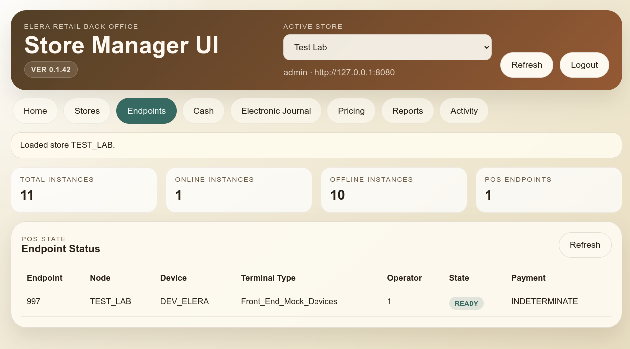 Store Manager UI endpoints view