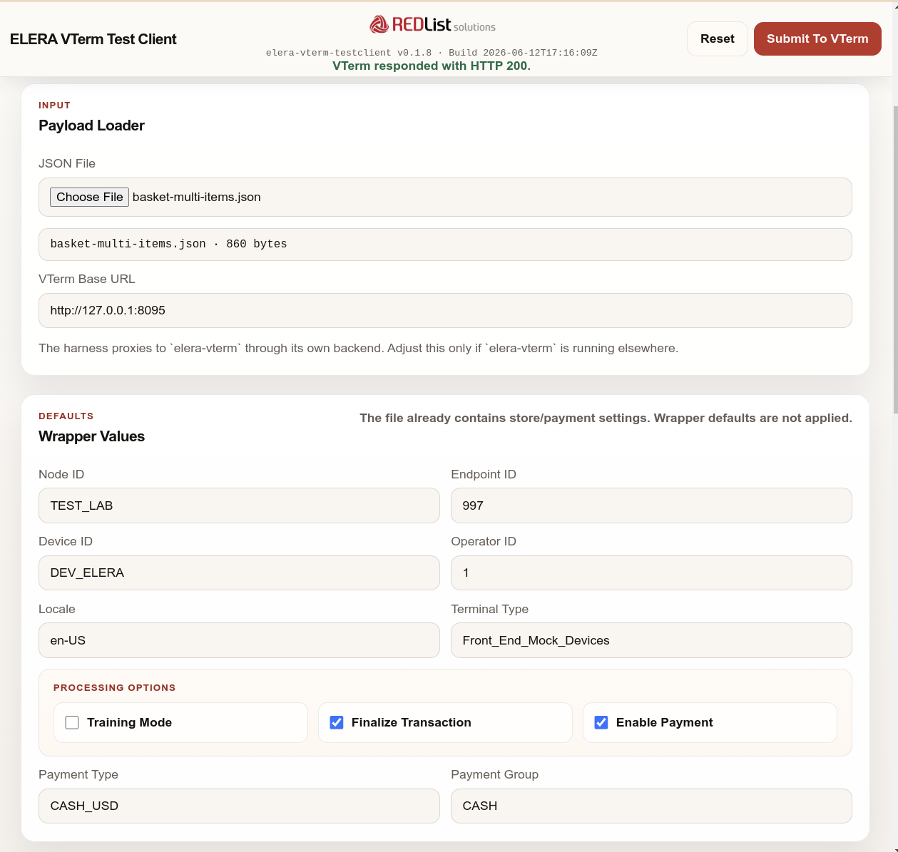 ELERA VTERM test client workspace